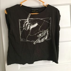 Topshop vintage label crop w/ MC Escher print